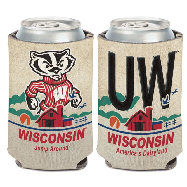 Enfriador de lata con placa de matrícula de Wisconsin Badgers de 12 oz.