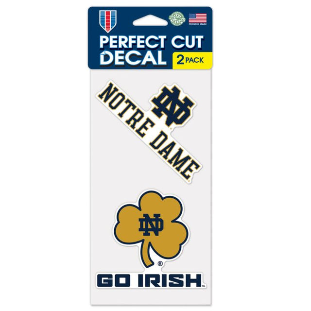 Juego de dos calcomanías de Notre Dame Fighting Irish de corte perfecto de 4" x 4"