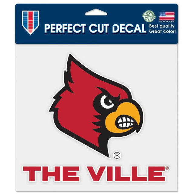 Calcomanía de color de corte perfecto con el lema de los Louisville Cardinals de 8" x 8"