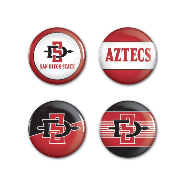 Paquete de 4 botones de San Diego State Aztecs de 1 1/4" de diámetro