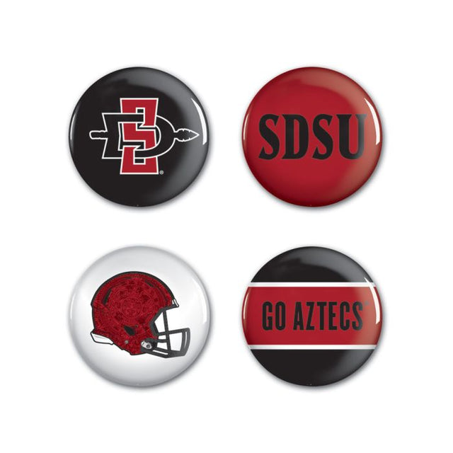 Paquete de 4 botones de San Diego State Aztecs de 1 1/4" de diámetro