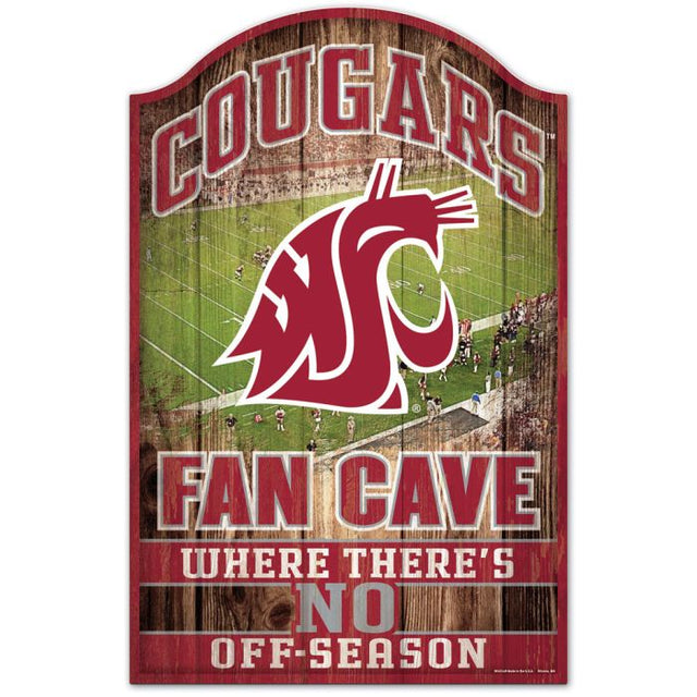 Washington State Cougars FAN CAVE Wood Sign 11" x 17" 1/4" thick