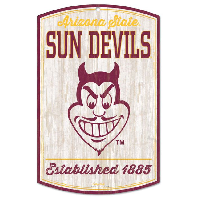 Letrero de madera de Arizona State Sun Devils/College Vault de 11" x 17", 1/4" de grosor