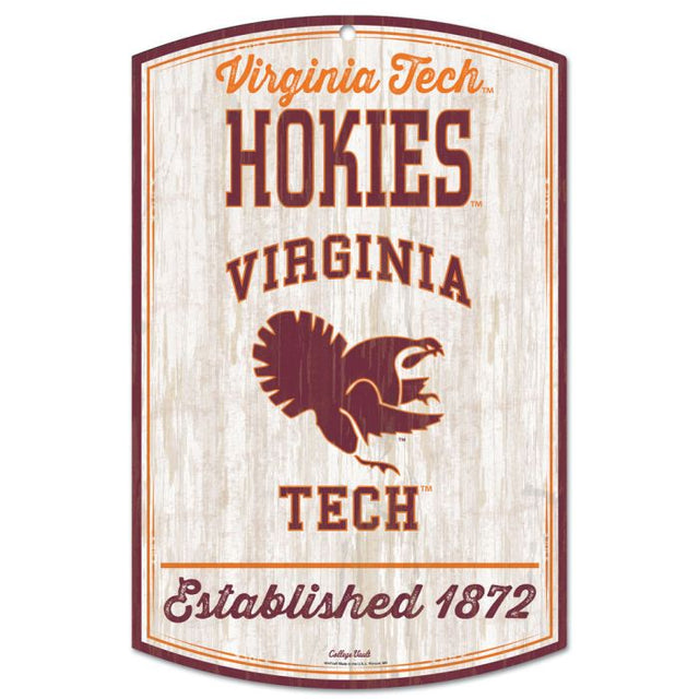 Letrero de madera de Virginia Tech Hokies/College Vault de 11" x 17", 1/4" de grosor