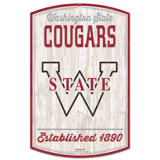 Letrero de madera de Washington State Cougars/College Vault de 11" x 17", 1/4" de grosor