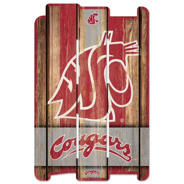 Letrero de madera para cerca de los Washington State Cougars