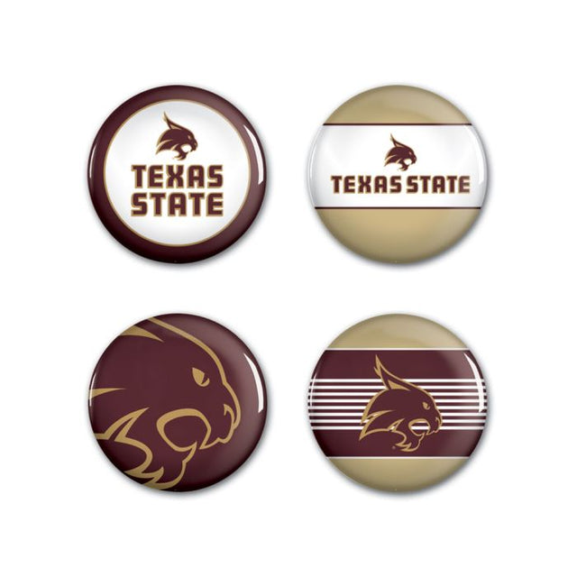 Paquete de 4 botones de Texas State Bobcats de 1 1/4" de diámetro