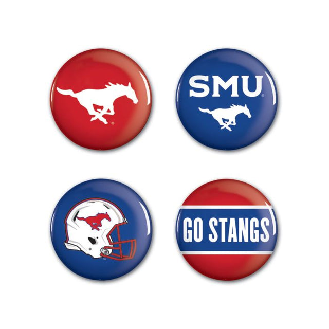 Southern Methodist Mustangs Button 4 Pack 1 1/4" Rnd