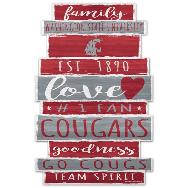 Letrero de madera de los Washington State Cougars, 11" x 17", 1/4" de grosor