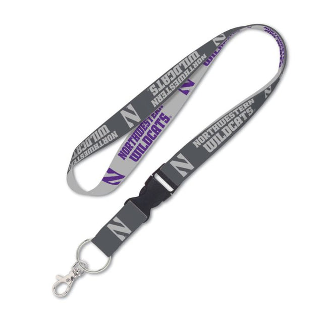 Northwestern Wildcats CHARCOAL Lanyard w/detachable buckle 1"