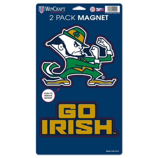 Paquete de 2 imanes GO IRISH de Notre Dame Fighting Irish de 5" x 9"