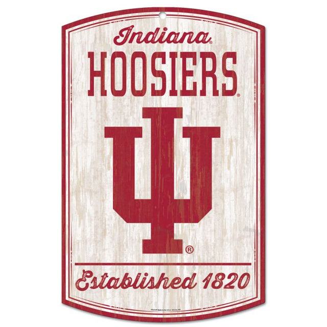 Letrero de madera de Indiana Hoosiers de 11" x 17" y 1/4" de grosor