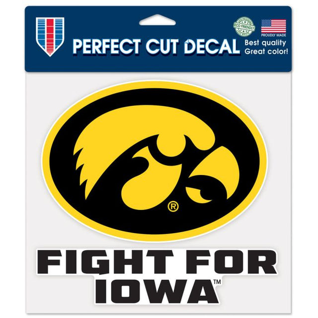 Calcomanía de color de corte perfecto de Iowa Hawkeyes FIGHT FOR IOWA de 8" x 8"