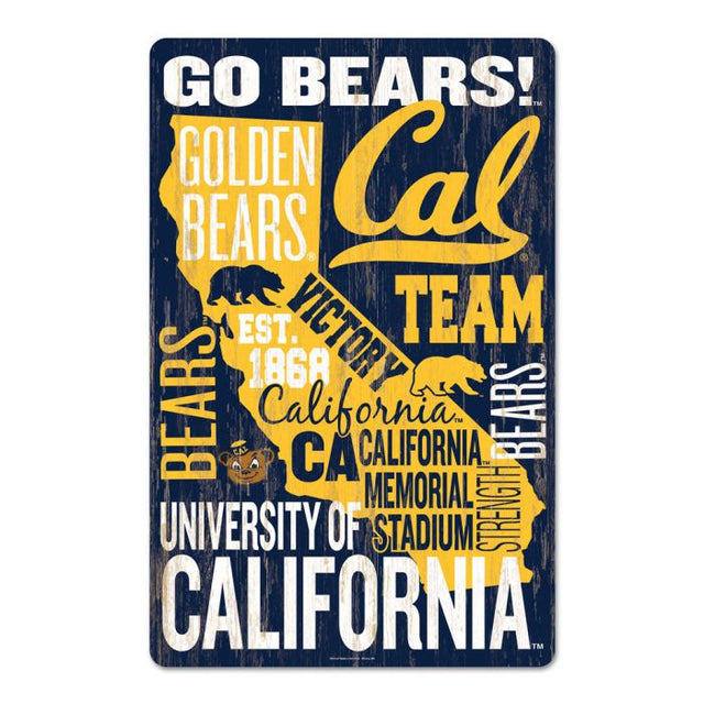 California Golden Bears WORDAGE Wood Sign 11" x 17" 1/4" thick