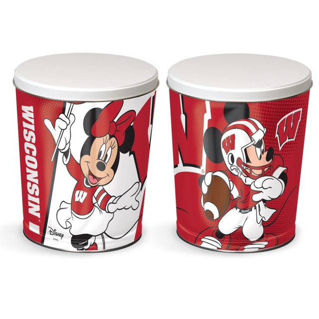 Lata de regalo cónica de 3 galones con diseño de Mickey Mouse y el equipo de fútbol de Wisconsin Badgers/Disney