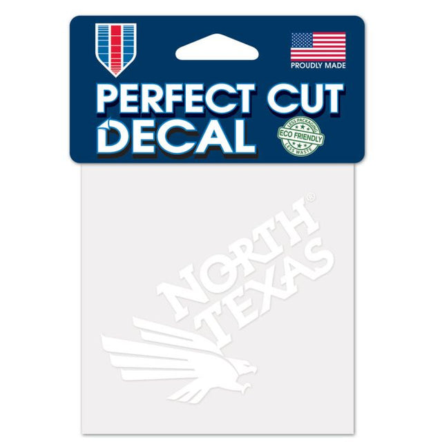 Calcomanía blanca de corte perfecto North Texas Mean Green de 4" x 4"