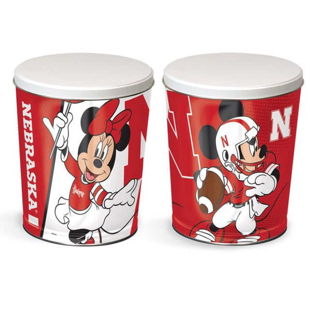 Nebraska Cornhuskers / Disney MICKEY MINNIE MOUSE FOOTBALL Gift Tin tapered 3 gallon