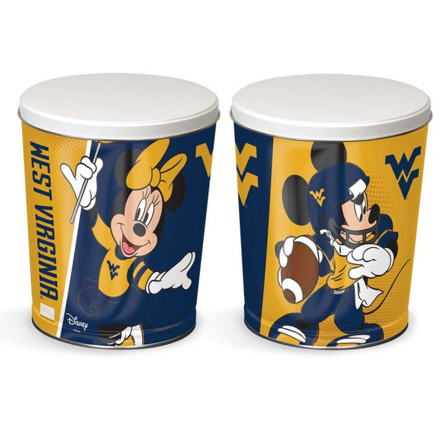 West Virginia Mountaineers / Disney MICKEY MINNIE MOUSE FOOTBALL Gift Tin tapered 3 gallon