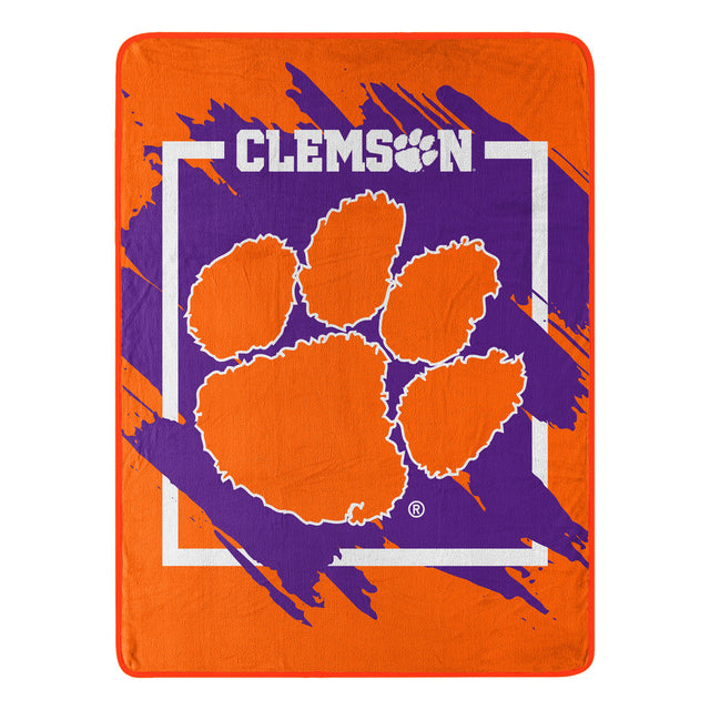 Clemson Tigers Blanket 46x60 Micro Raschel Dimensional Design Rolled