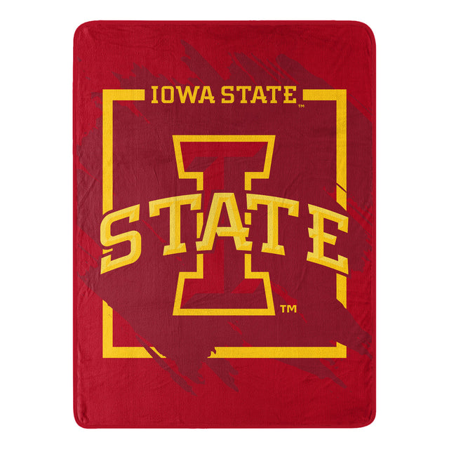 Manta de diseño dimensional micro Raschel de 46 x 60 de Iowa State Cyclones enrollada