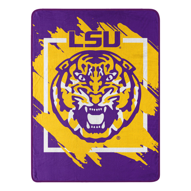 Manta LSU Tigers 46x60 Micro Raschel Diseño dimensional Enrollado