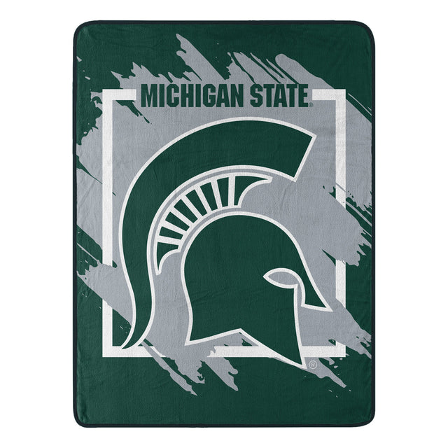 Manta de los Spartans del estado de Michigan, diseño dimensional Micro Raschel de 46 x 60, enrollada