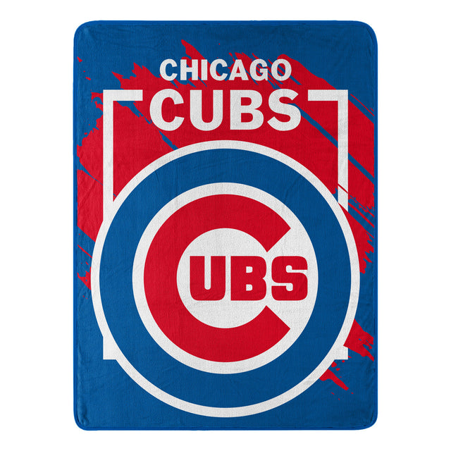 Manta de los Chicago Cubs de 46 x 60, diseño micro Raschel dimensional enrollada