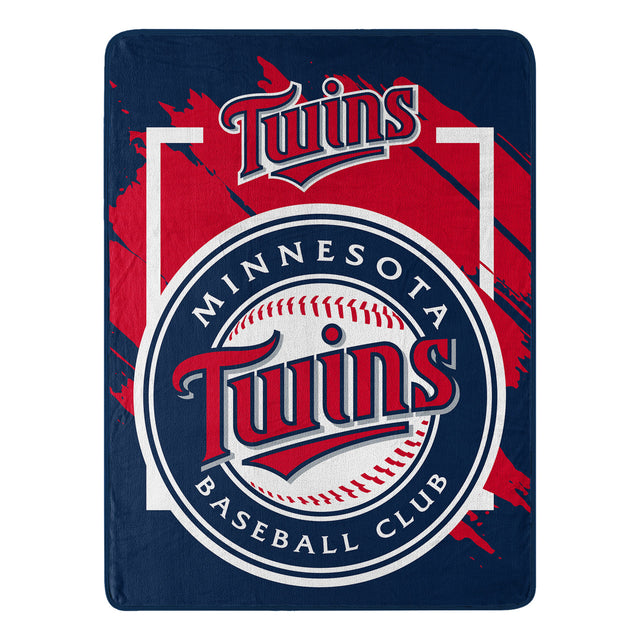 Manta de los Minnesota Twins de 46 x 60 pulgadas con diseño micro Raschel y diseño dimensional enrollado