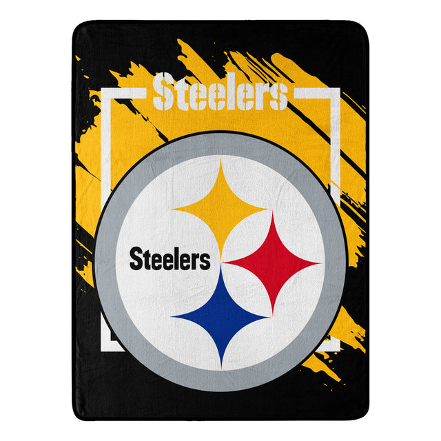 Manta de los Pittsburgh Steelers de 46 x 60, diseño micro Raschel dimensional enrollada