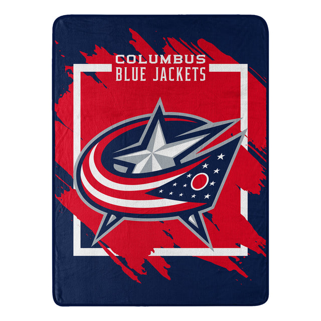 Manta Columbus Blue Jackets 46x60 Micro Raschel Diseño dimensional Enrollado