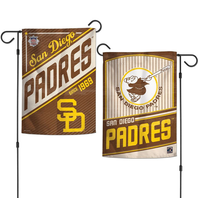 Bandera de los Padres de San Diego de 12 x 18 pulgadas, estilo jardín, de 2 lados, Cooperstown