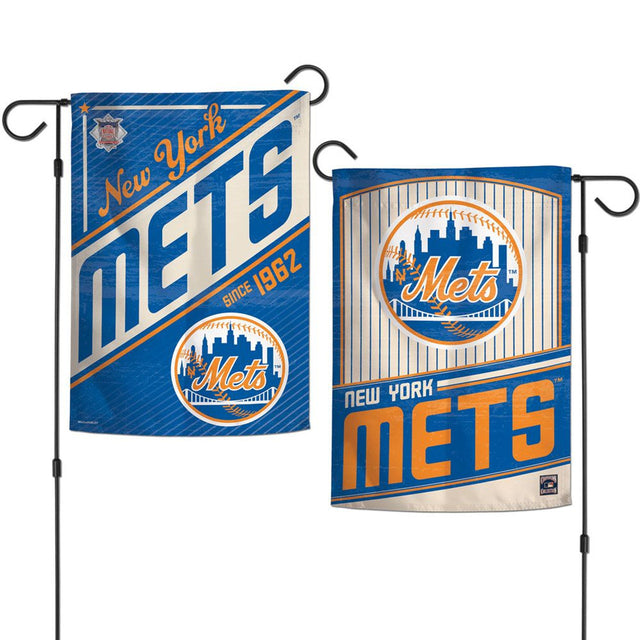 Bandera de los New York Mets de 12 x 18 pulgadas, estilo jardín, de 2 lados, Cooperstown