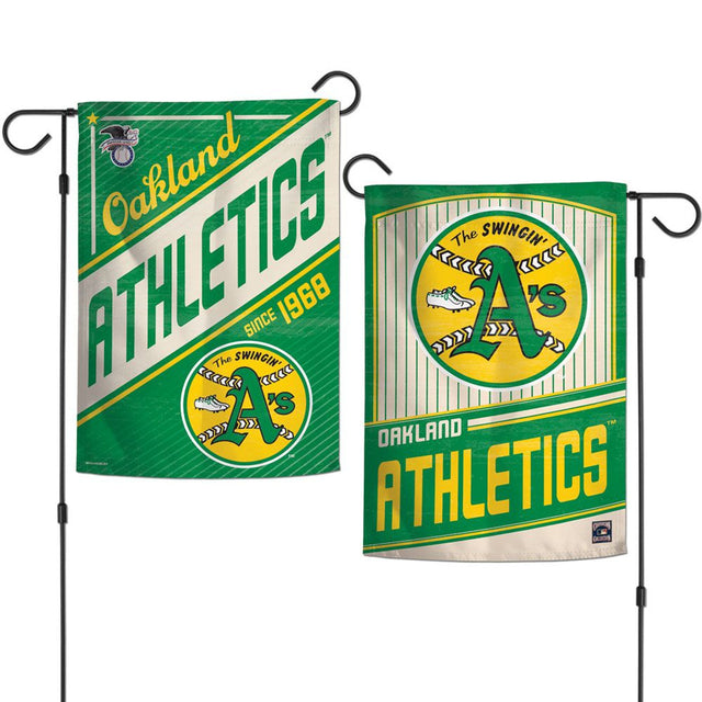 Bandera de los Atléticos de Oakland, estilo jardín, 12 x 18, de Cooperstown, de 2 lados