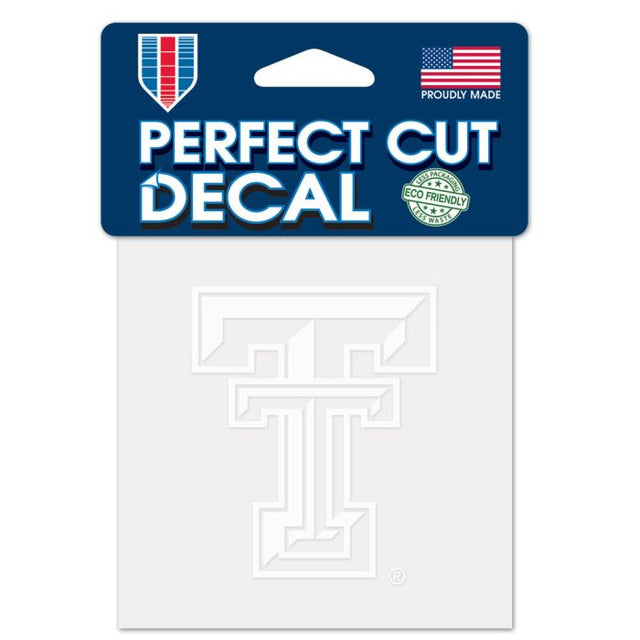 Calcomanía blanca de corte perfecto de los Texas Tech Red Raiders de 4" x 4"