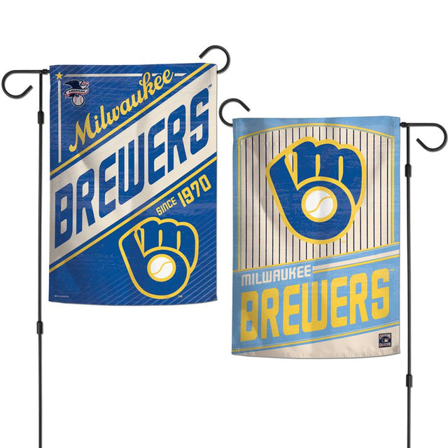 Bandera de los Cerveceros de Milwaukee de 12 x 18 pulgadas, estilo jardín, de 2 lados, Cooperstown