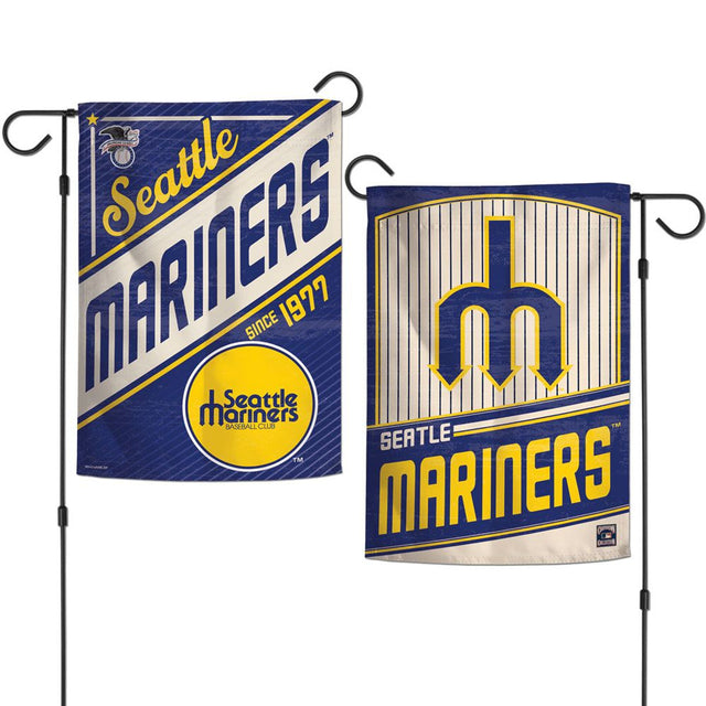 Bandera de los Marineros de Seattle de 12 x 18 pulgadas, estilo jardín, de 2 lados, Cooperstown