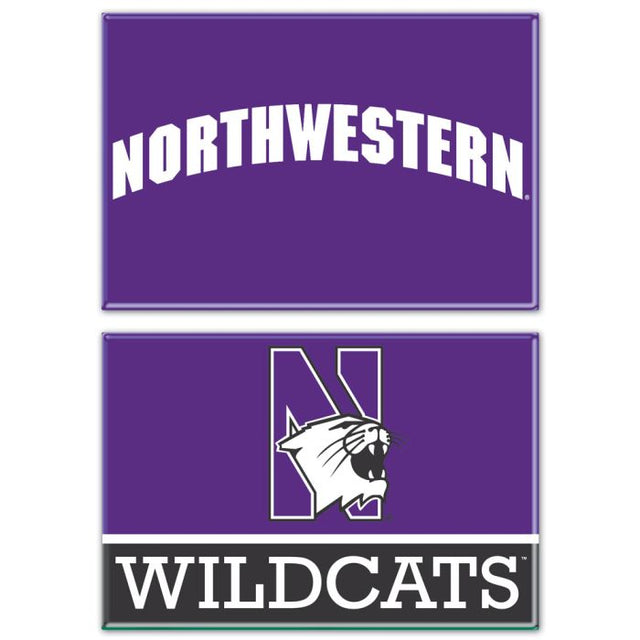 Imán rectangular de los Wildcats del noroeste, paquete de 2, 2 x 3 pulgadas