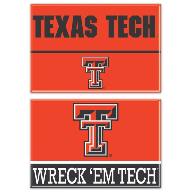 Imán rectangular de los Texas Tech Red Raiders, paquete de 2, 2 x 3 pulgadas