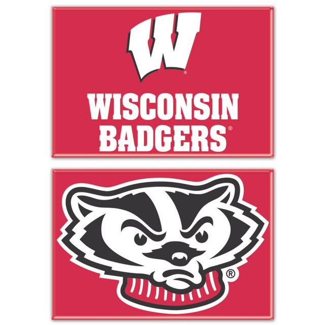 Imán rectangular de Wisconsin Badgers, paquete de 2, 2 x 3 pulgadas