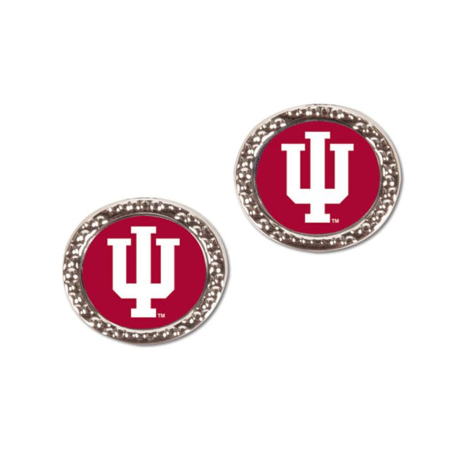 Pendientes de joyería de Indiana Hoosiers en forma de tarjeta redonda