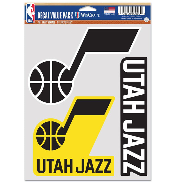 Paquete de 3 calcomanías multiusos para fanáticos de Utah Jazz