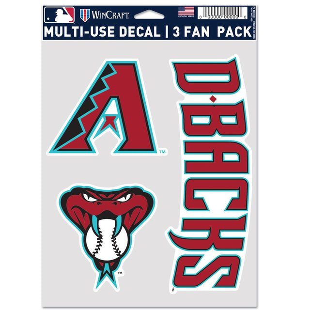 Paquete de 3 calcomanías multiusos para fanáticos de los Arizona Diamondbacks