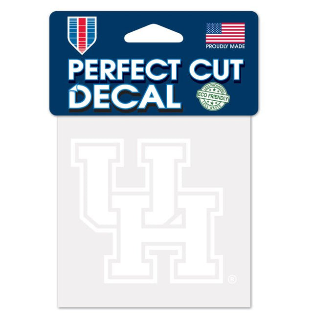 Calcomanía blanca de corte perfecto de los Houston Cougars de 4" x 4"