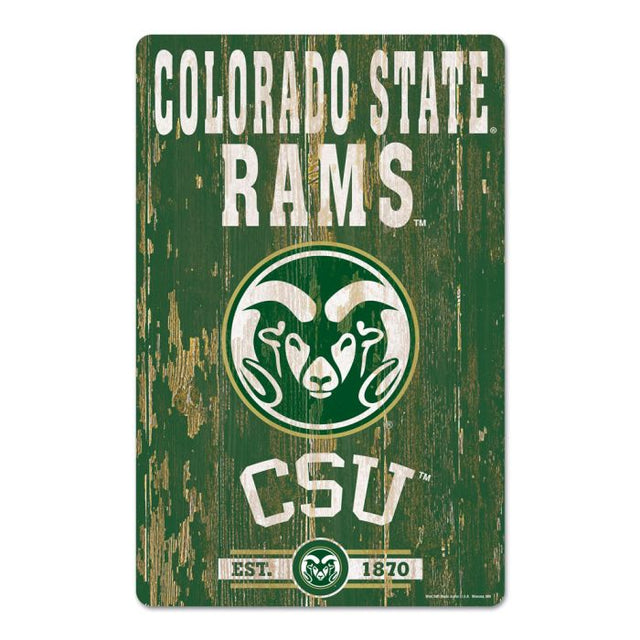 Letrero de madera con el lema de Colorado State Rams, 11" x 17", 1/4" de grosor