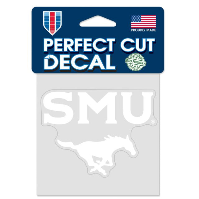 Southern Methodist Mustangs Perfect Cut White Decal 4" x 4"