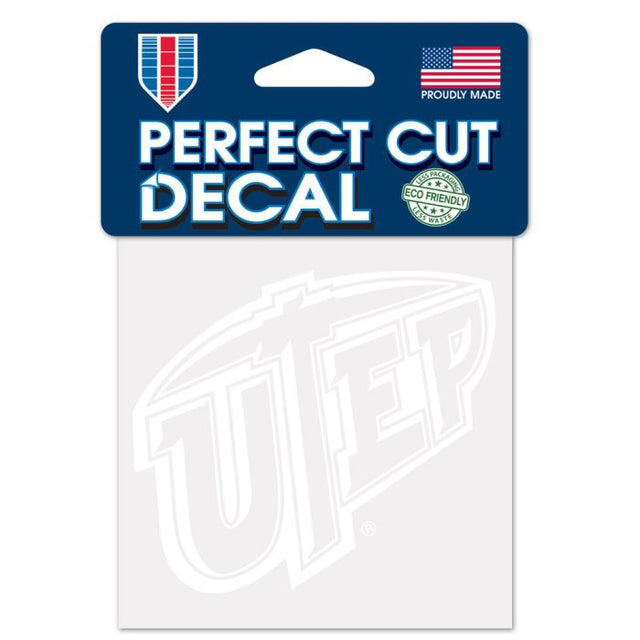 UTEP Miners Perfect Cut White Decal 4" x 4"