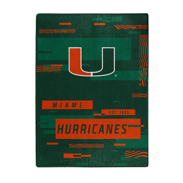 Manta de los Miami Hurricanes de 60 x 80 pulgadas, diseño digitalizado de Raschel