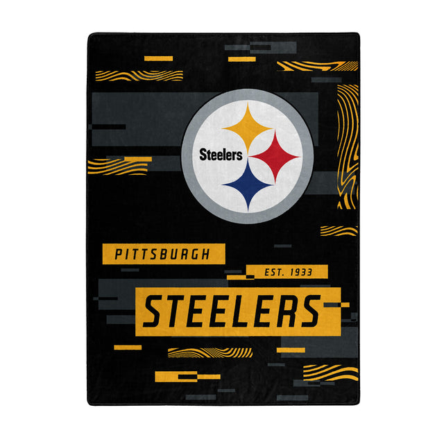 Manta de los Pittsburgh Steelers de 60 x 80 pulgadas con diseño digitalizado de Raschel