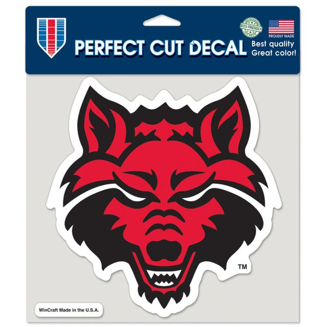 Calcomanía de color de corte perfecto de los Arkansas State Red Wolves de 8" x 8"