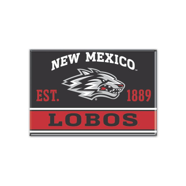 Imán de metal de los Lobos de Nuevo México de 2,5" x 3,5"